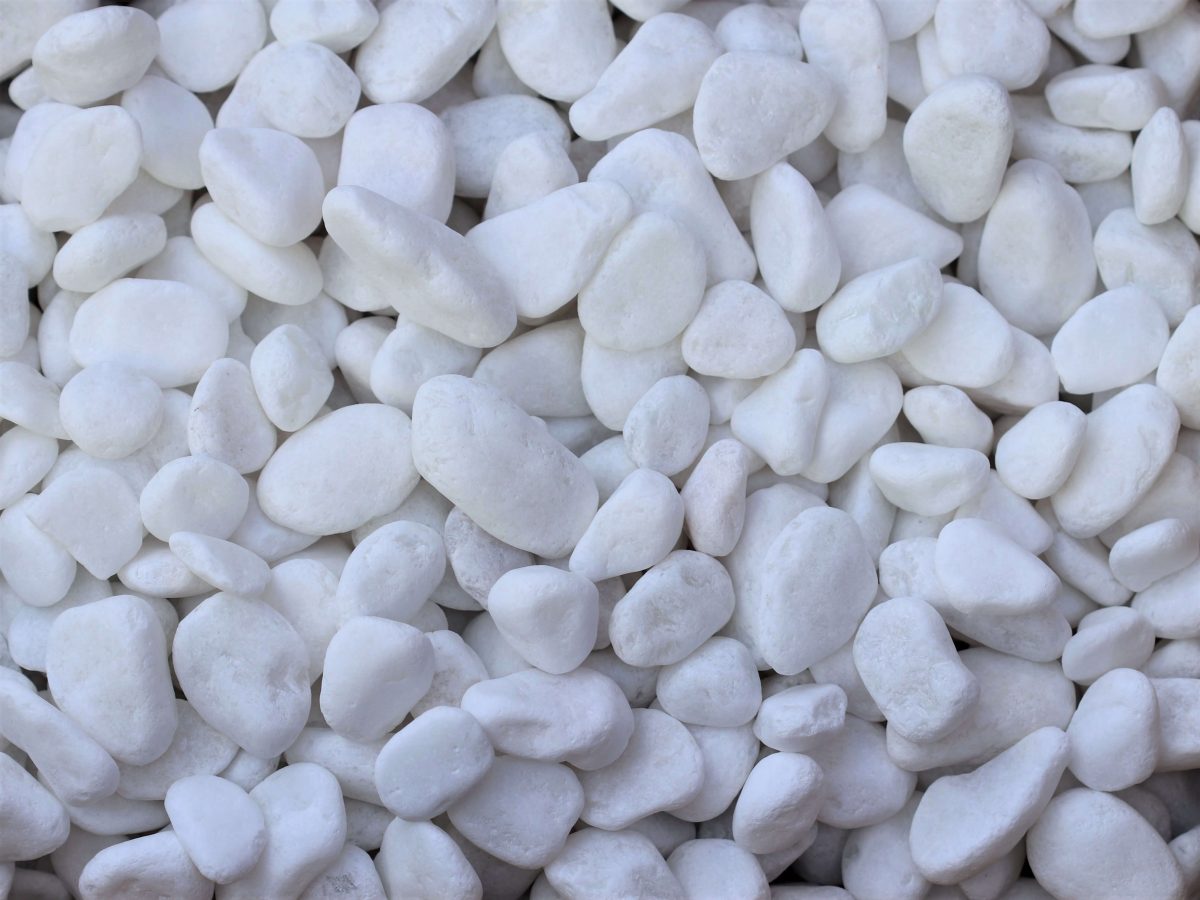 Snow white pebbles  scaled